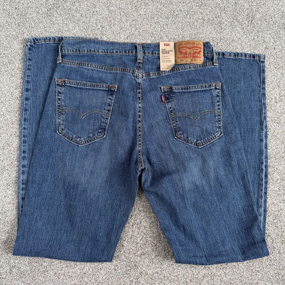 Levis 541 Athletic Taper Jeans Mens Blue Stretch Medium Wash Size 32x34 NEW